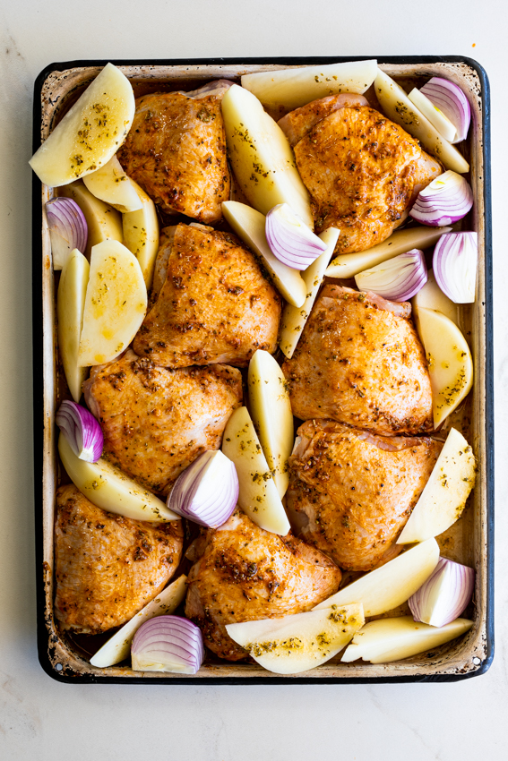 Easy Greek Sheet Pan Chicken with Potatoes 