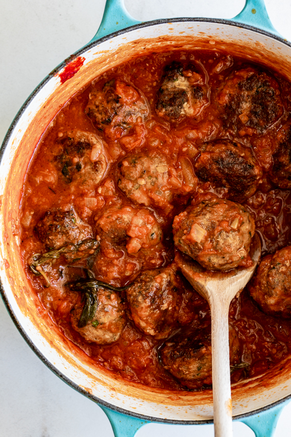 Meatballs in tomato sauce.