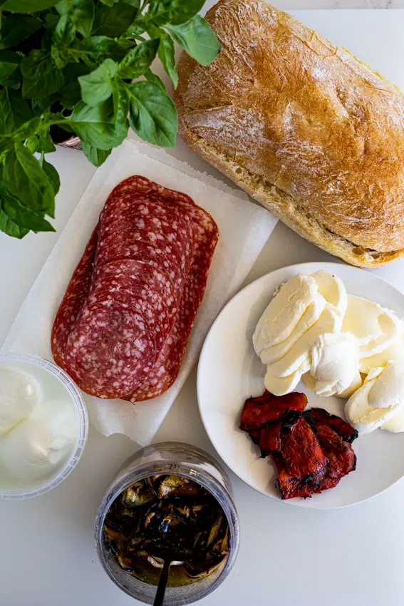 Ingredients for picnic sandwich