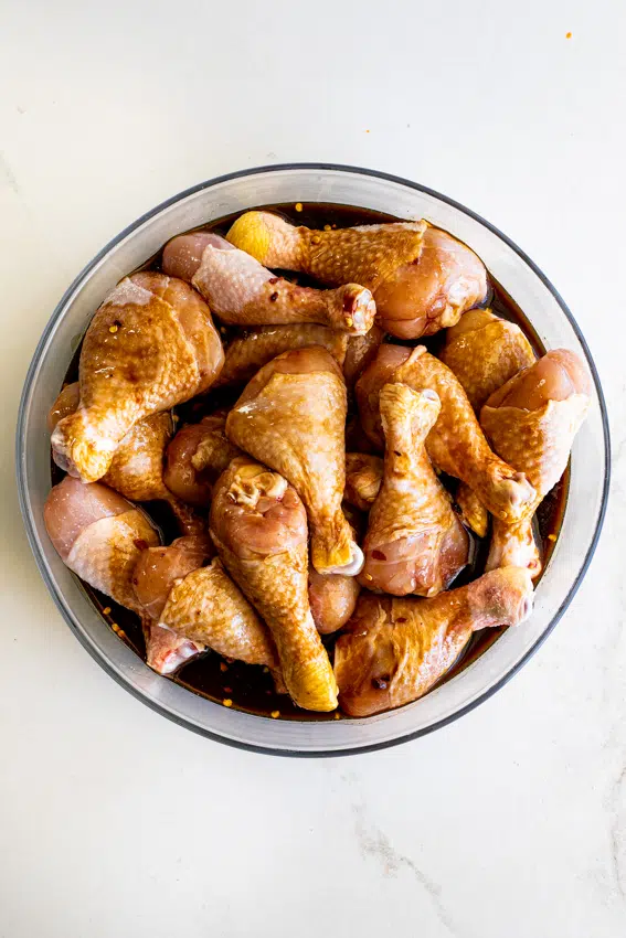 Drumsticks marinated in soy honey marinade.