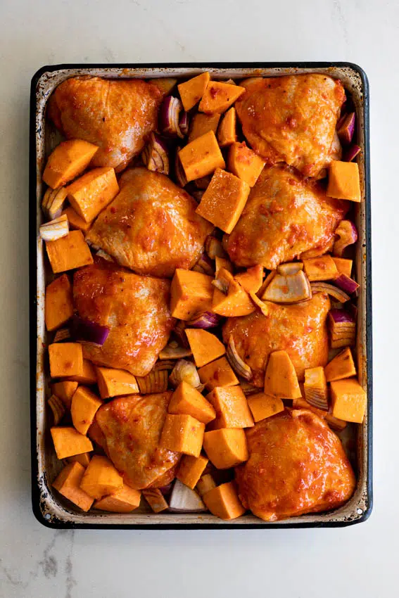 Easy Sheet pan Harissa Chicken
