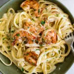 Easy Shrimp Alfredo with fettucine.