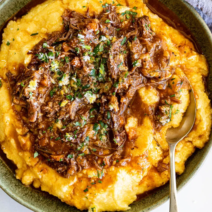 Slow Cooked Short Rib Ragu on Polenta