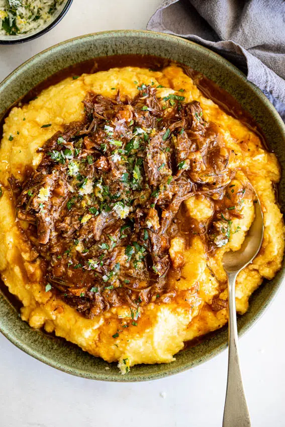 Slow Cooked Short Rib Ragu on Polenta