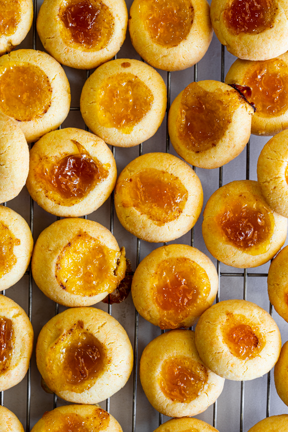Cheddar Apricot Thumbprint cookies 
