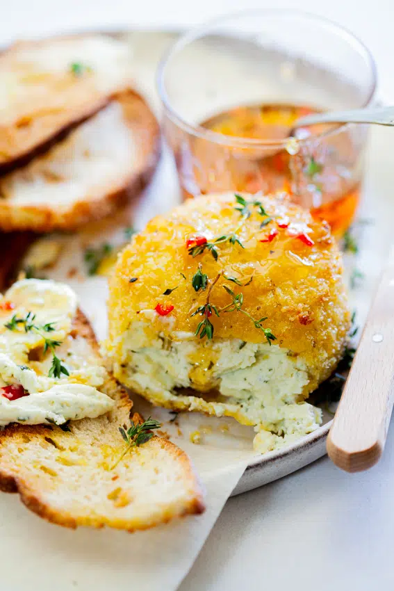 Crispy Baked Boursin Cheese with Chilli Honey