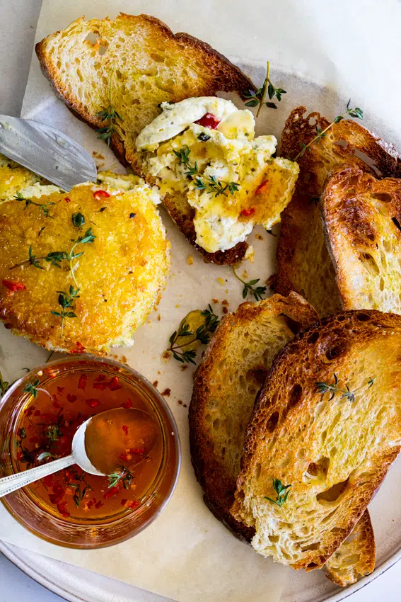 Crispy Boursin cheese with chilli honey