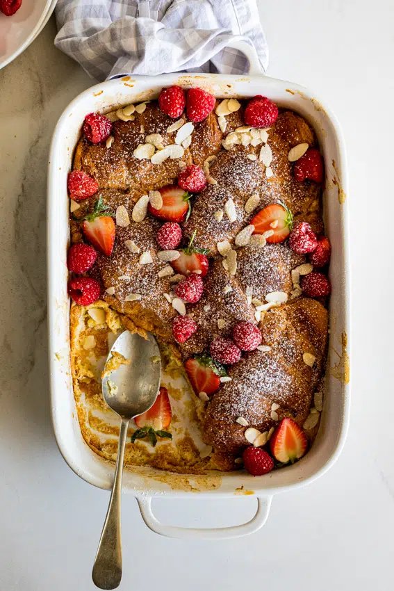 Cinnamon sugar croissant French toast casserole