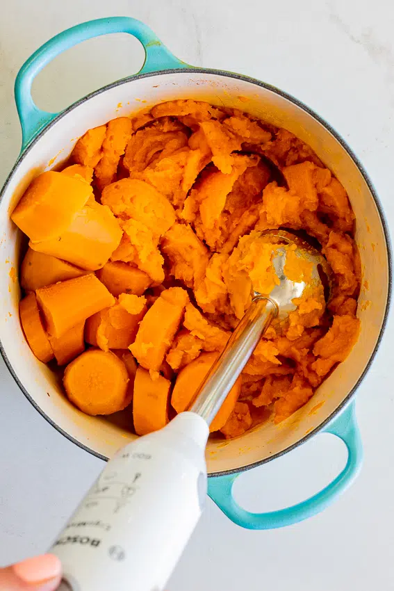 Sweet potatoes mashed with butter.
