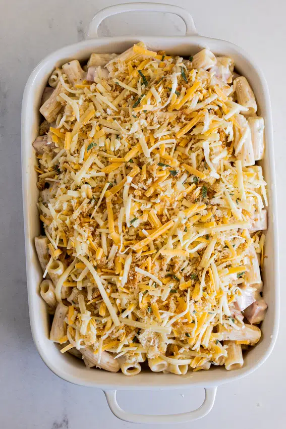 Leftover Ham and Cheese Pasta Bake