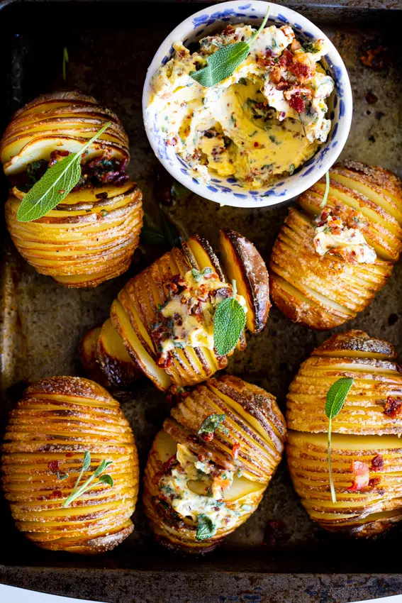 Hasselback Potatoes with Bacon Butter