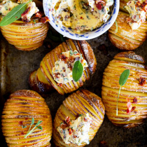 Hasselback Potatoes with Bacon Butter