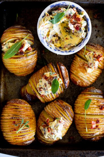 Hasselback Potatoes with Bacon Butter