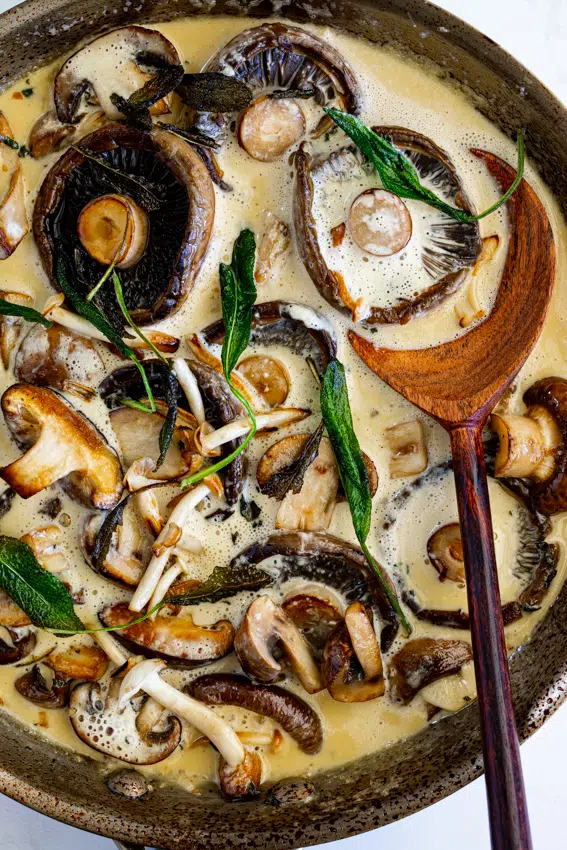 Creamy mushrooms with sage