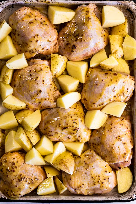 Easy mustard sheet pan chicken