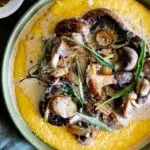Creamy polenta with garlic sage mushrooms