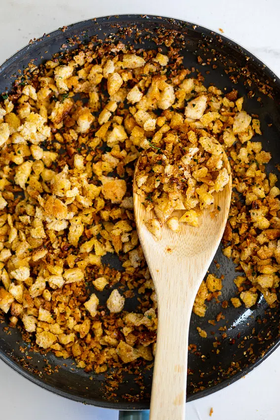 Crispy garlic breadcrumbs.