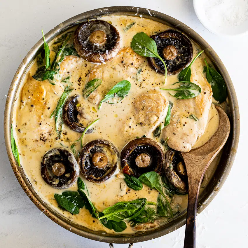 Creamy spinach mushroom chicken