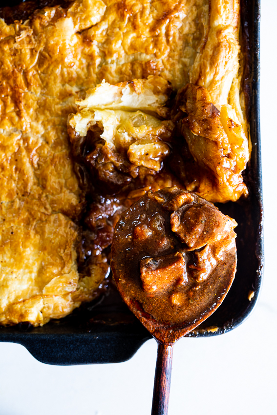 Steak and Guinness Pie with mushrooms