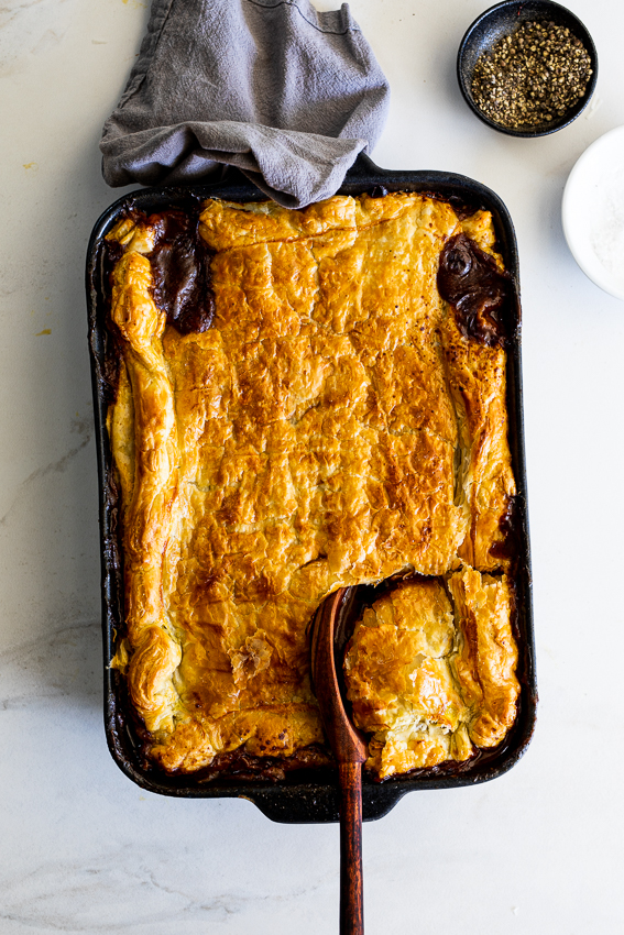 Steak and Guinness Pie with mushrooms