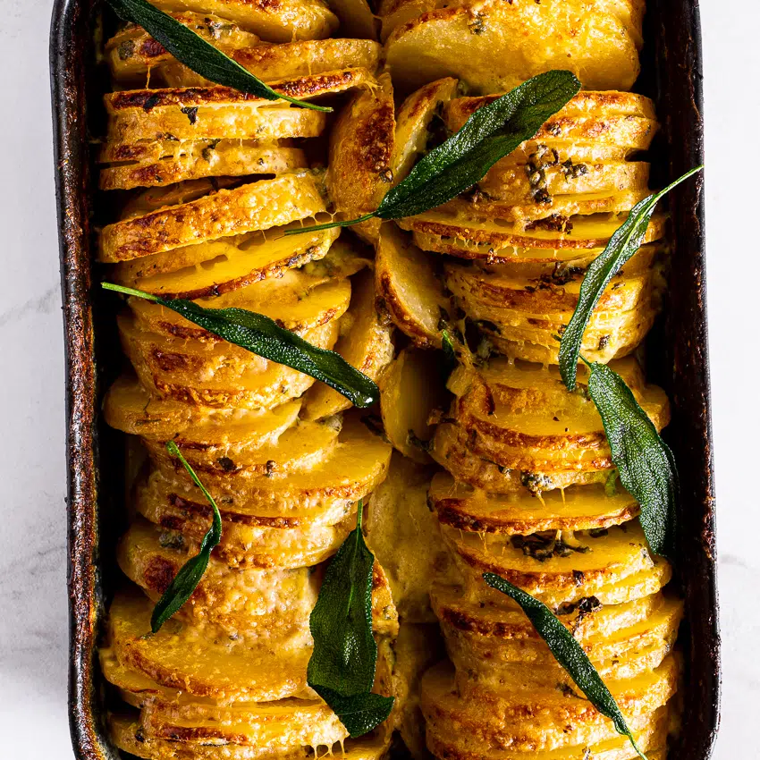 Creamy Hasselback Potato Gratin