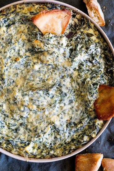 Spanakopita dip with pita chips