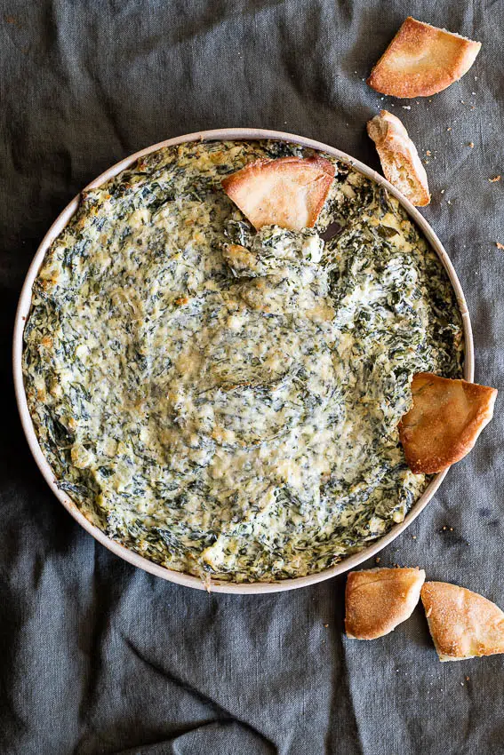 Spanakopita dip with pita chips