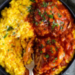 Braised chicken Osso Buco with Risotto Milanese