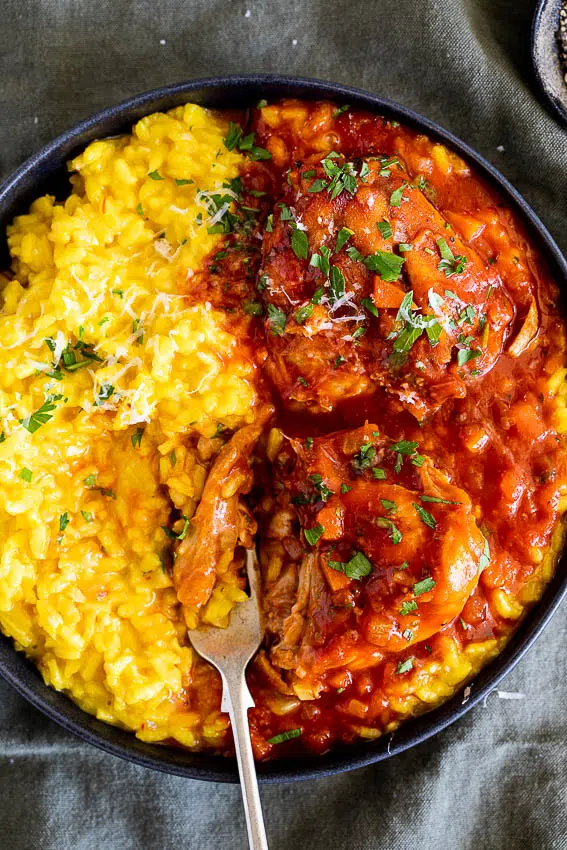 Braised chicken Osso Buco with Risotto Milanese