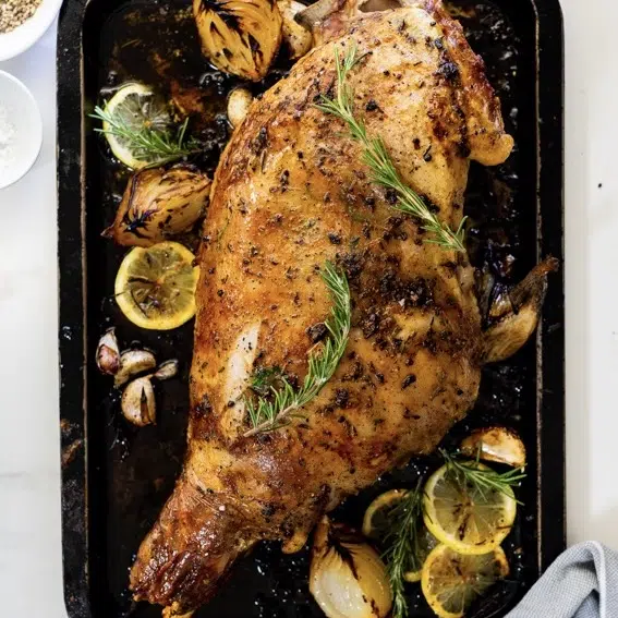 Roasted leg of lamb