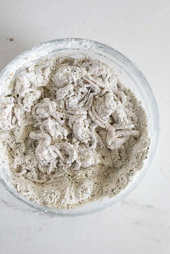 Squid in seasoned flour.