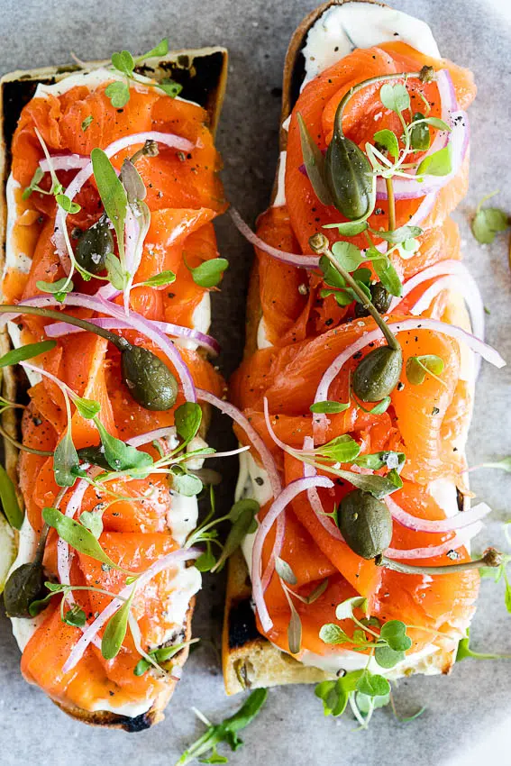 Open Smoked Salmon Sandwich with Whipped Goat's Cheese