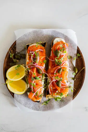 Open Smoked Salmon Sandwich with Whipped Goat's Cheese