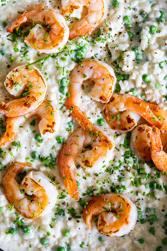 Prawn risotto with peas