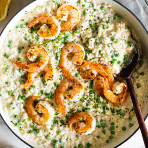 Prawn risotto with peas