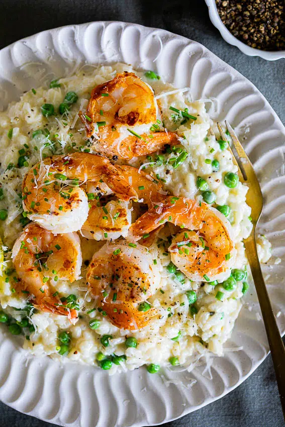 Prawn risotto with peas