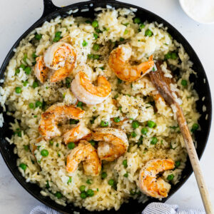 Easy prawn risotto with peas