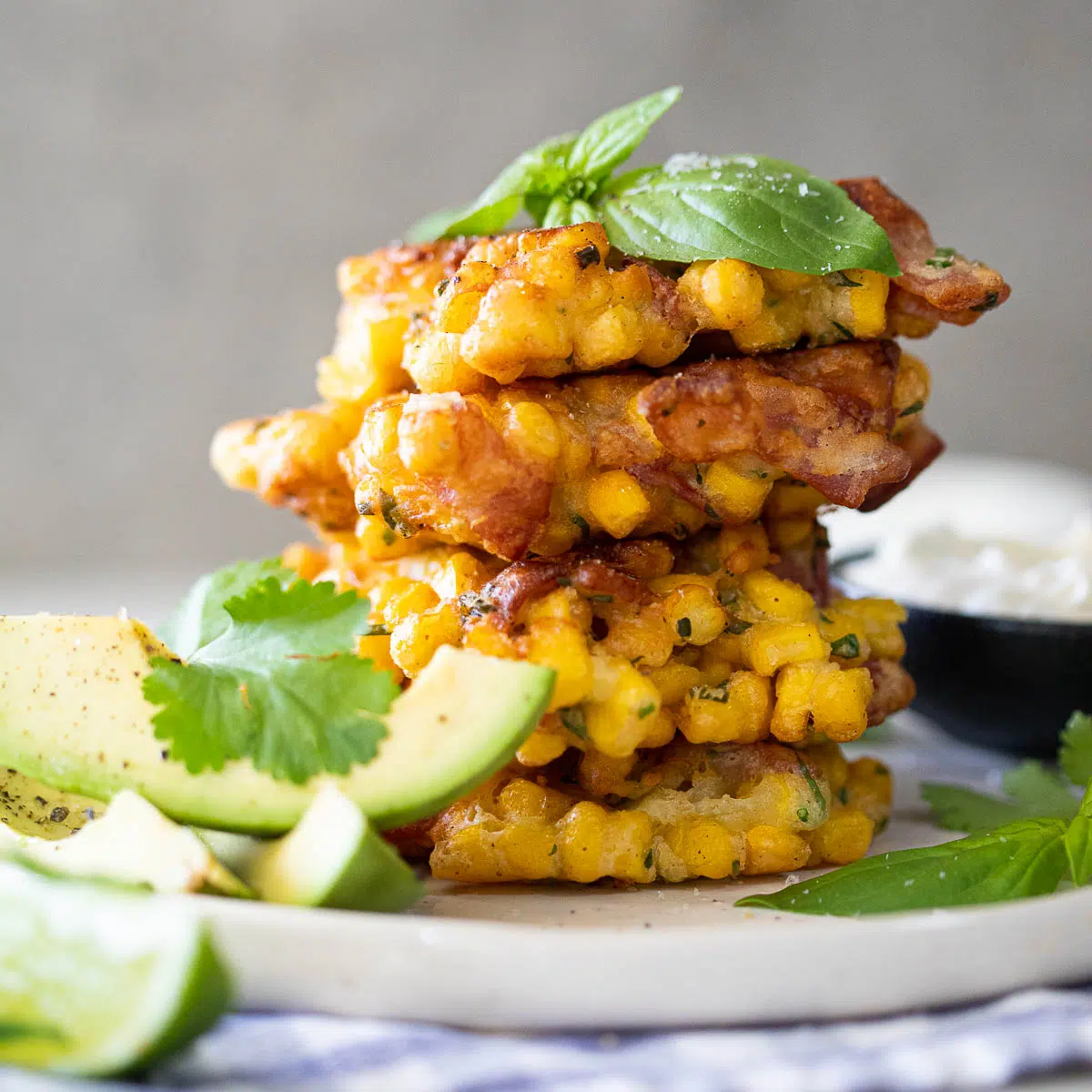 Crispy bacon corn fritters