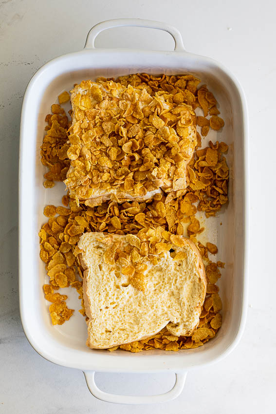 Thick French toast with corn flakes