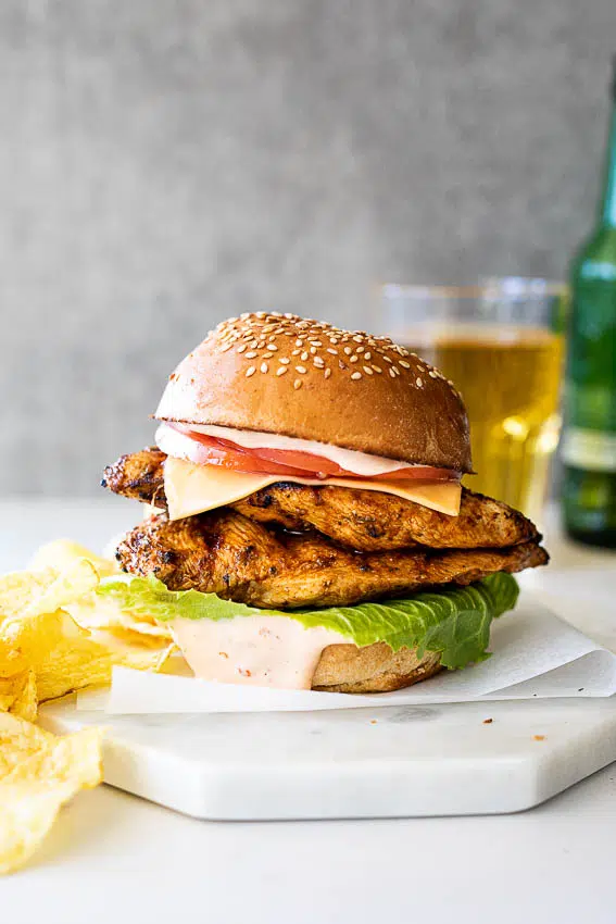 Grilled chicken burgers