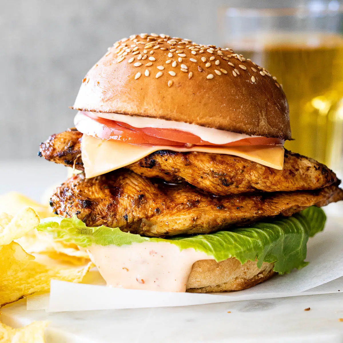 Grilled chicken burgers