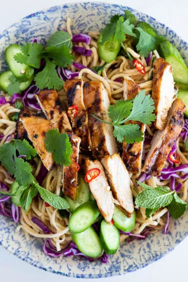 Miso chicken noodle salad