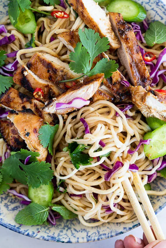 Miso chicken noodle salad