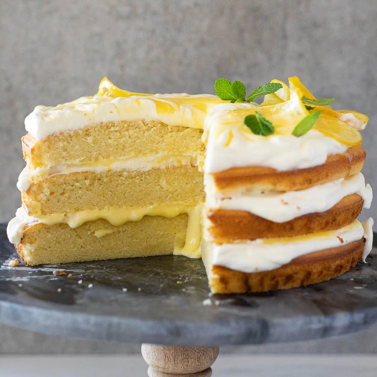 Lemon curd whipped cream cake