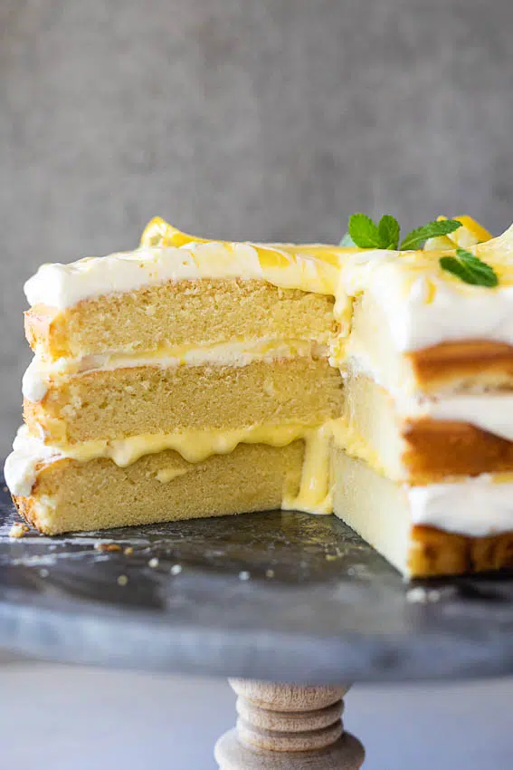 Lemon curd whipped cream cake