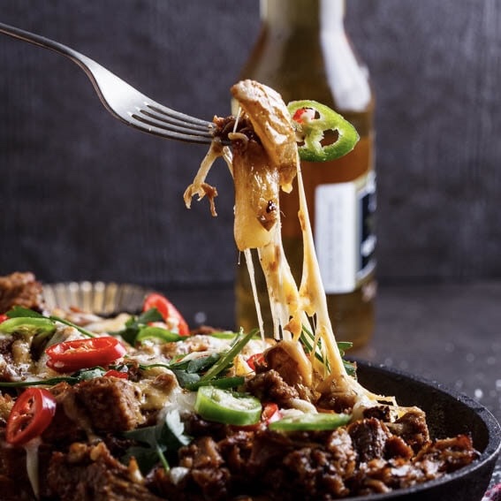 Pulled pork loaded fries