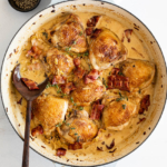 One pan creamy chicken with bacon and leeks