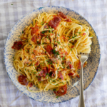 Spaghetti Carbonara with Prosciutto Crumbs