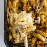 Creamy four cheese mushroom pasta bake