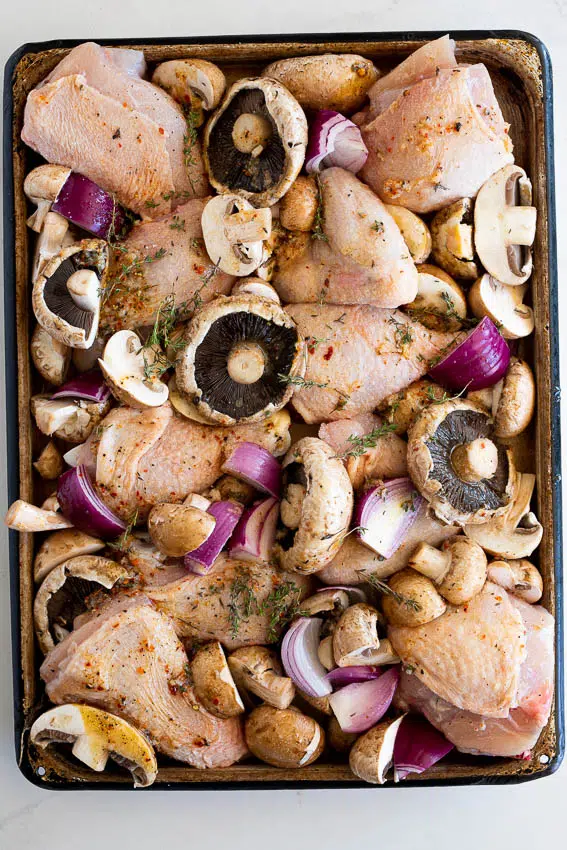 Creamy Mushroom Sheet Pan Chicken